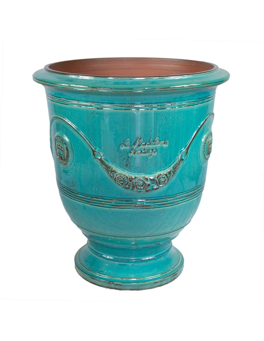 Traditionele Anduze pot - turquoise gepatineerd